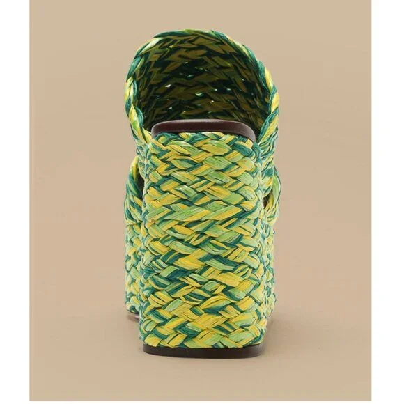 Farm Rio Braided Raffia Platform Slide Sandals 41/10 - Picture 2 of 3